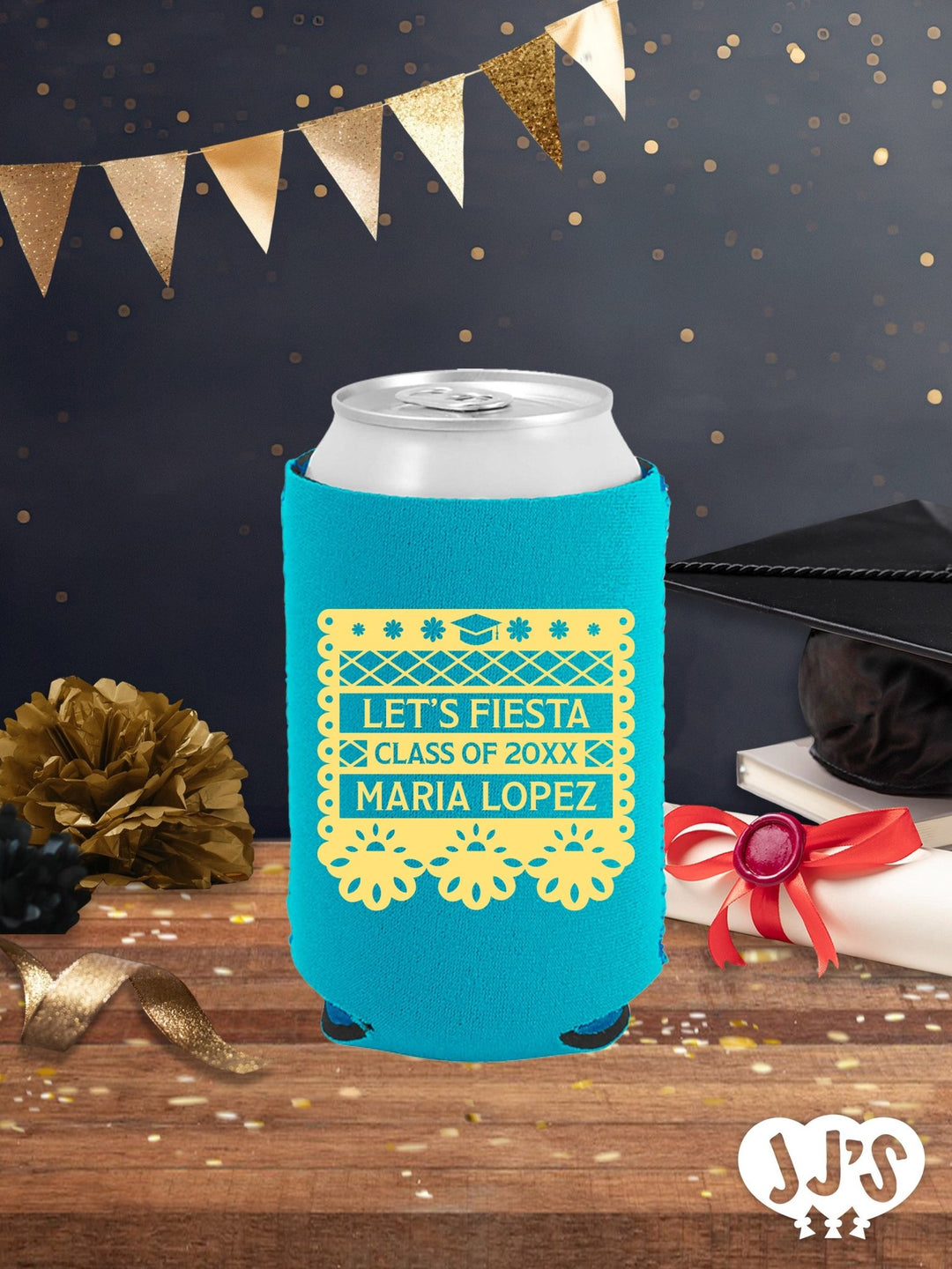 Let's Fiesta Personalized Graduation Can Coolers - JJ's Party House - Custom Frosted Cups and Napkins