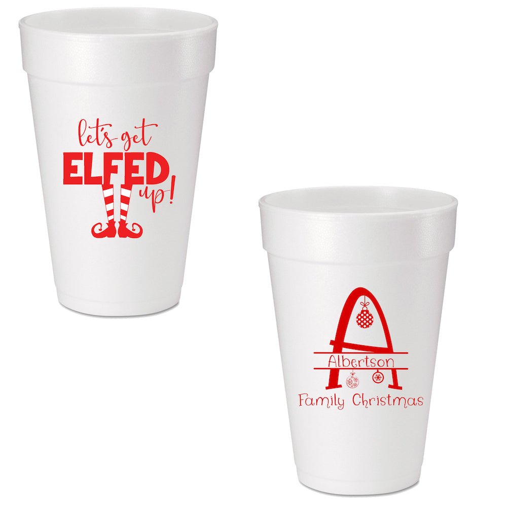 Let's Get Elfed Up Custom Printed Foam Cups - JJ's Party House