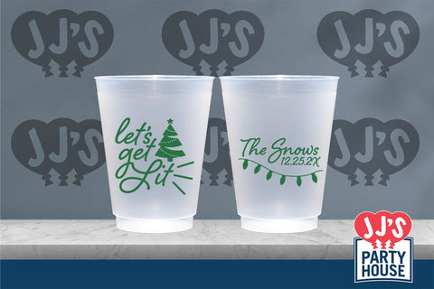 Let's Get Lit Christmas Plastic Frosted Flex Cups - JJ's Party House