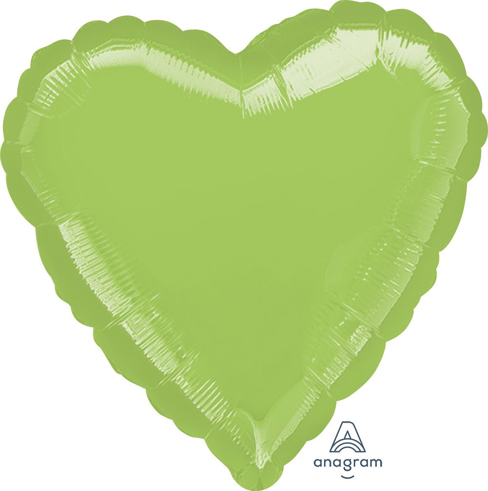 Lime Green Heart Mylar Balloon 18'' - JJ's Party House