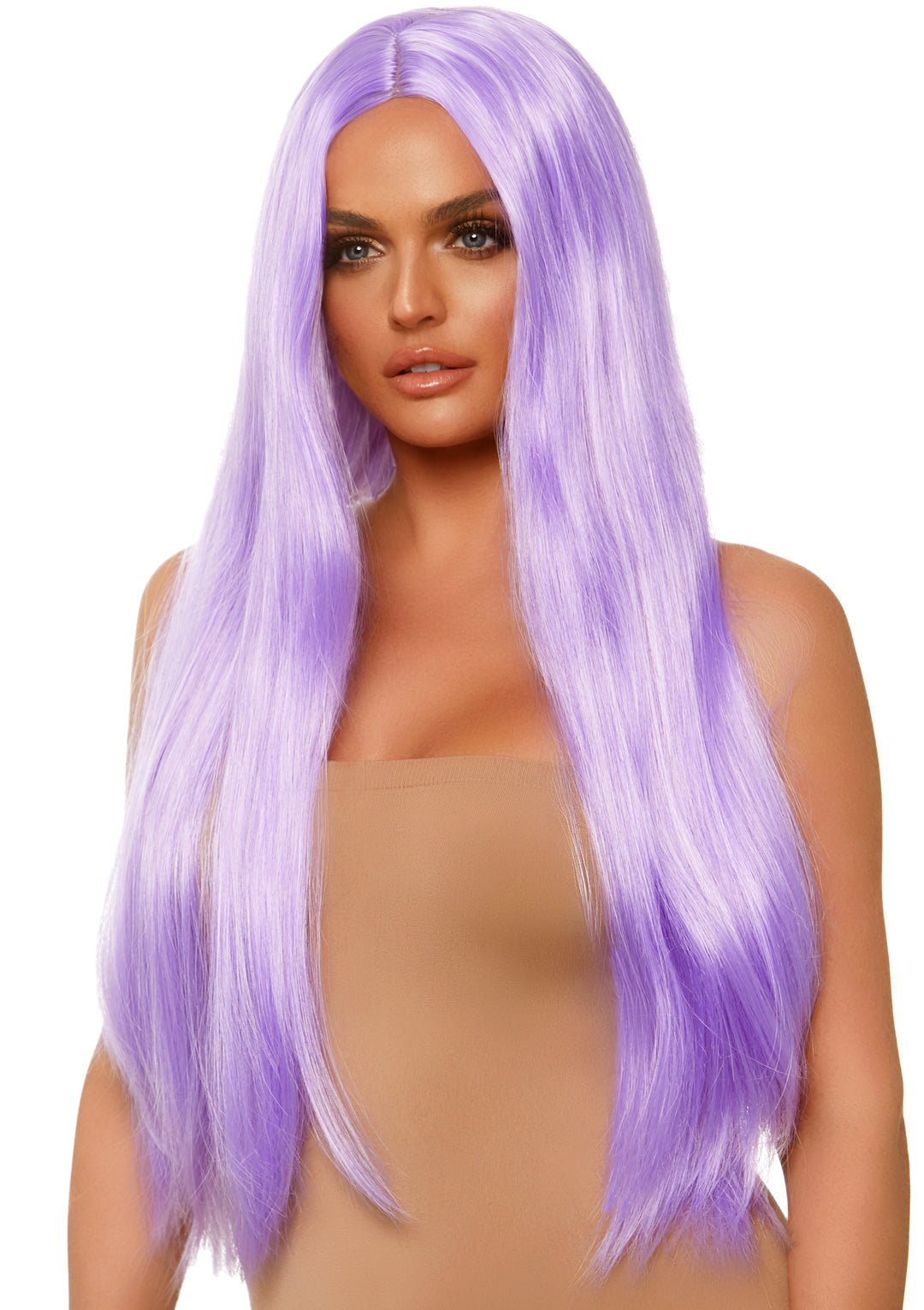 Long Straight Center Part Blacklight Wig - JJ's Party House