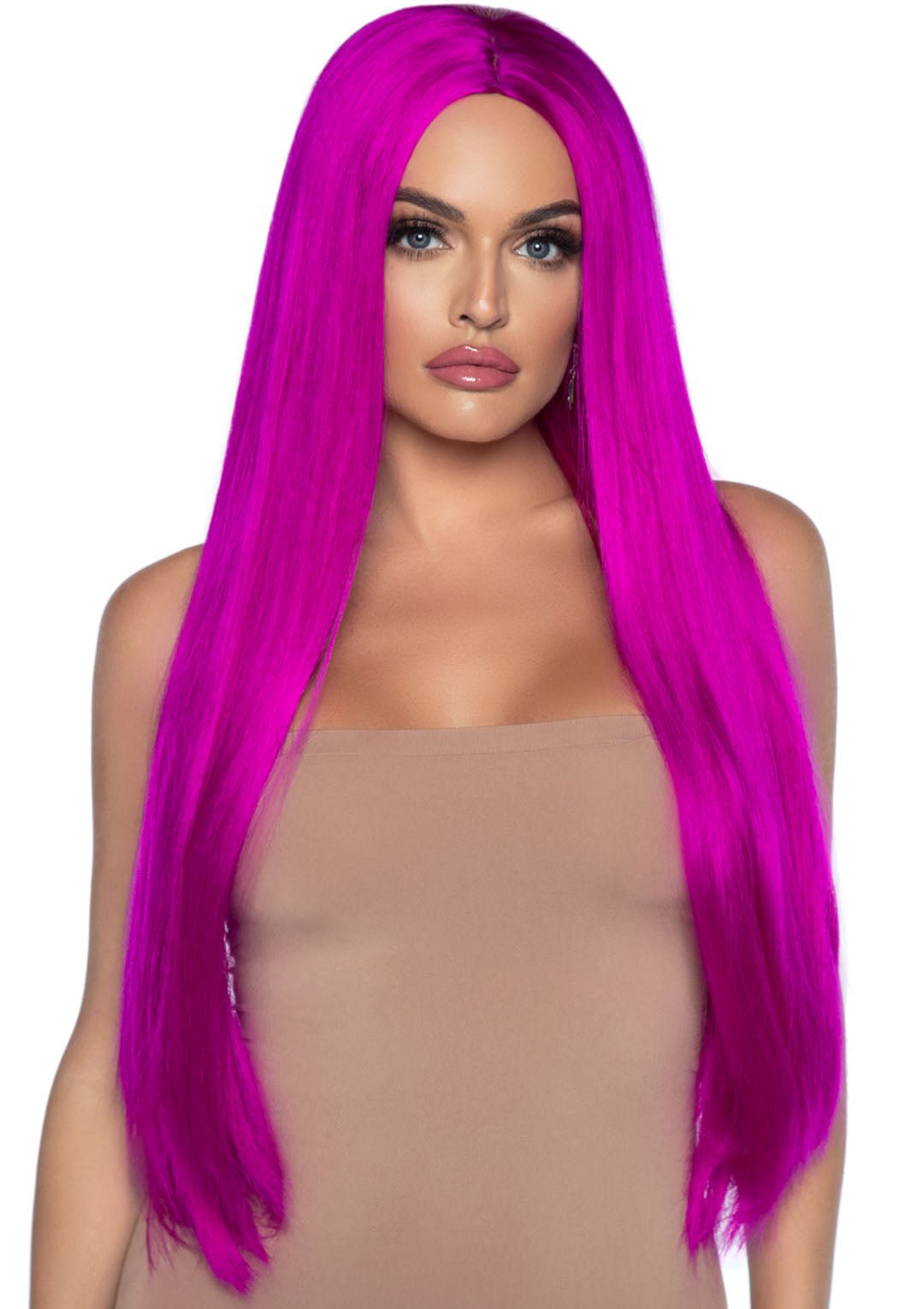 Long Straight Center Part Blacklight Wig - JJ's Party House