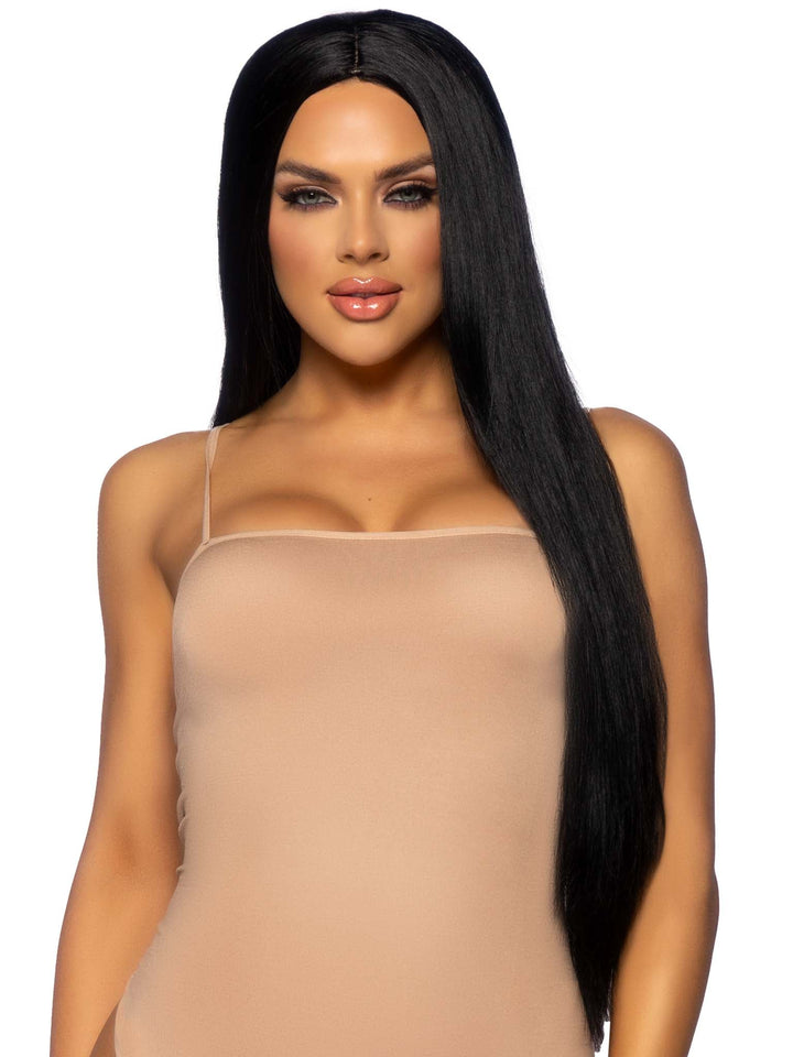 Long Straight Center Part Blacklight Wig - JJ's Party House