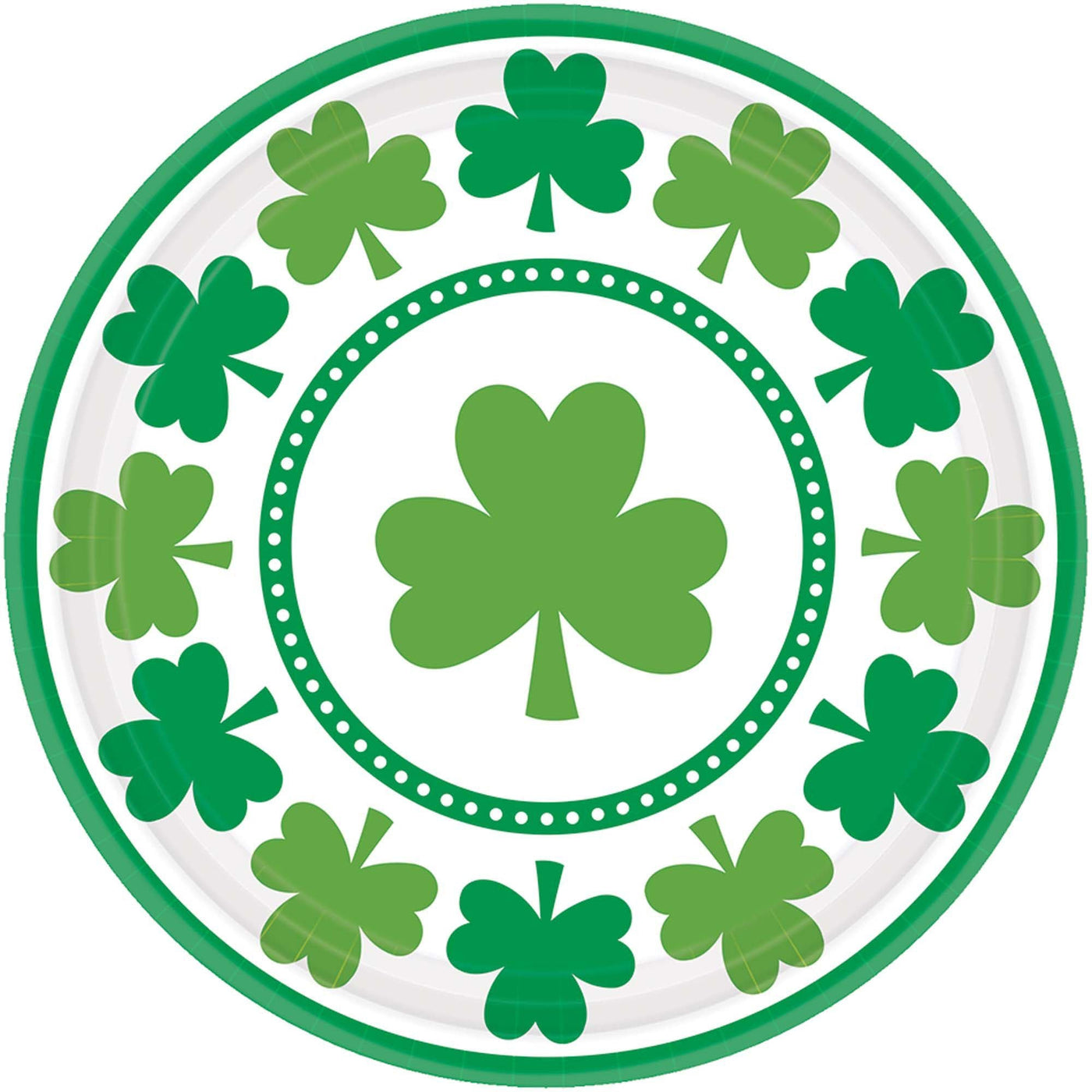Lucky Shamrocks Round Plates, 7" 8ct - JJ's Party House - Custom Frosted Cups and Napkins