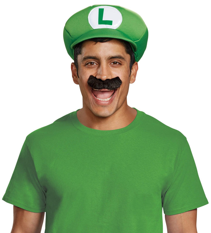 Luigi Adult Hat & Mustache - JJ's Party House