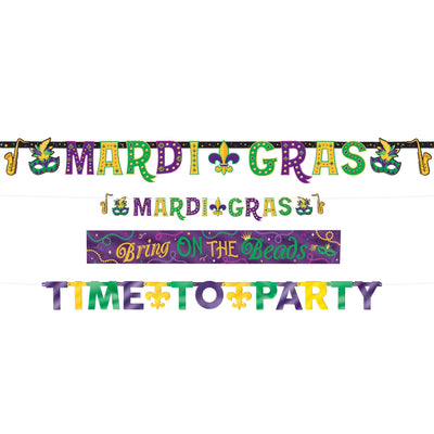 Mardi Gras Hanging Banners 4ct - JJ's Party House