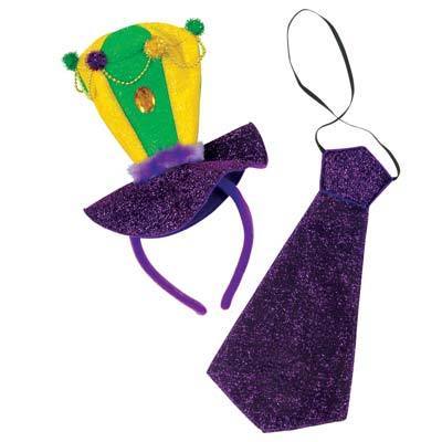 Mardi Gras Headband & Necktie Set - JJ's Party House