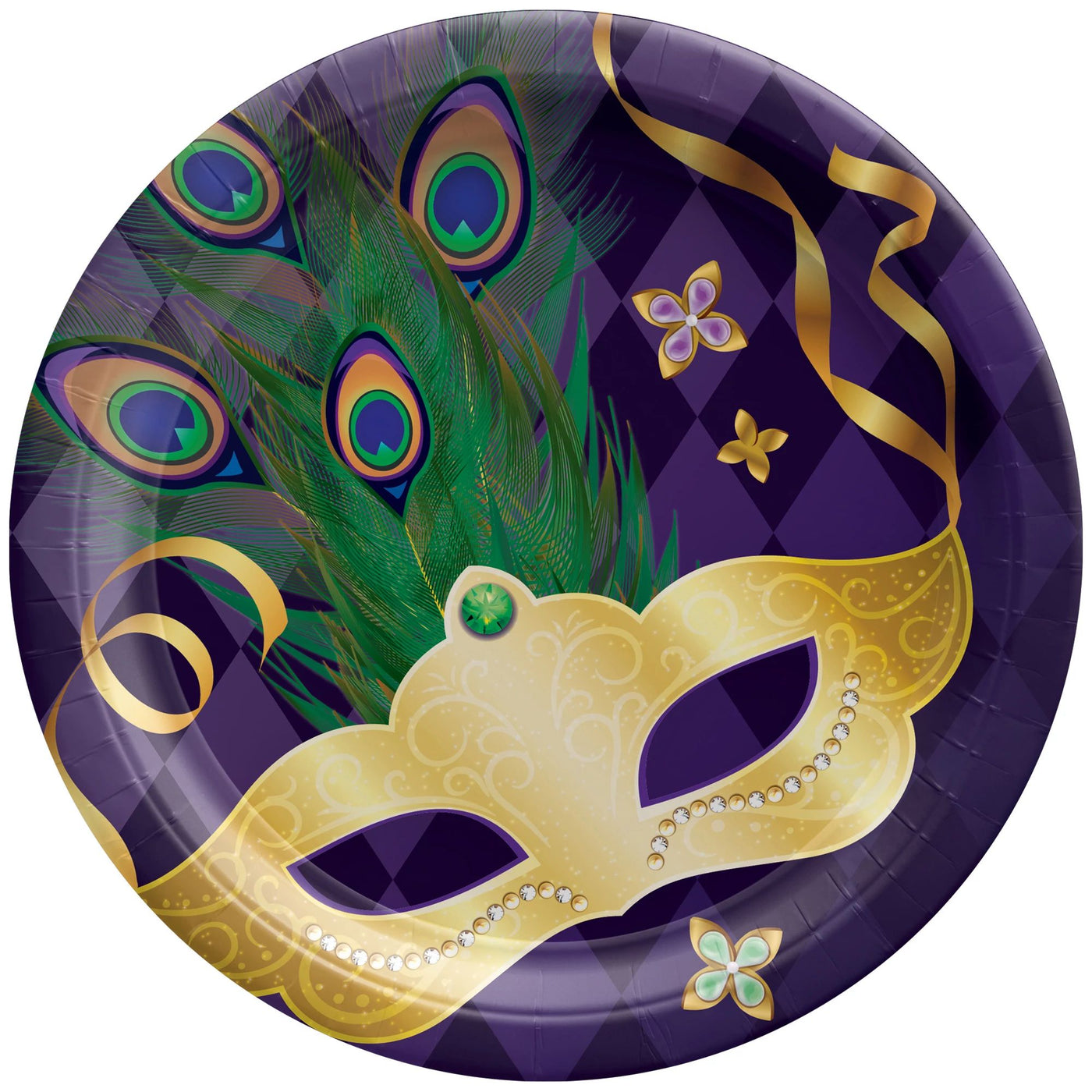 Mardi Gras Masquerade Dessert Plates 7" 8ct - JJ's Party House - Custom Frosted Cups and Napkins