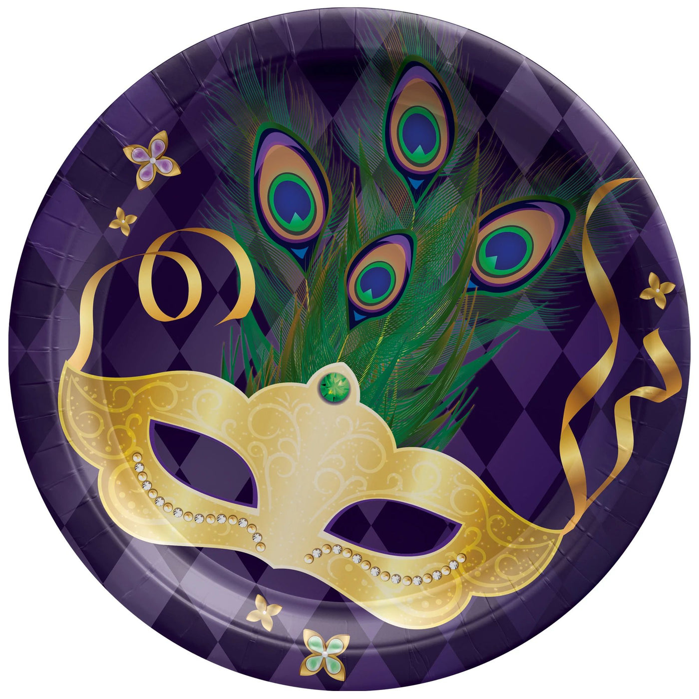 Mardi Gras Masquerade Luncheon Plates 9" 8ct - JJ's Party House - Custom Frosted Cups and Napkins