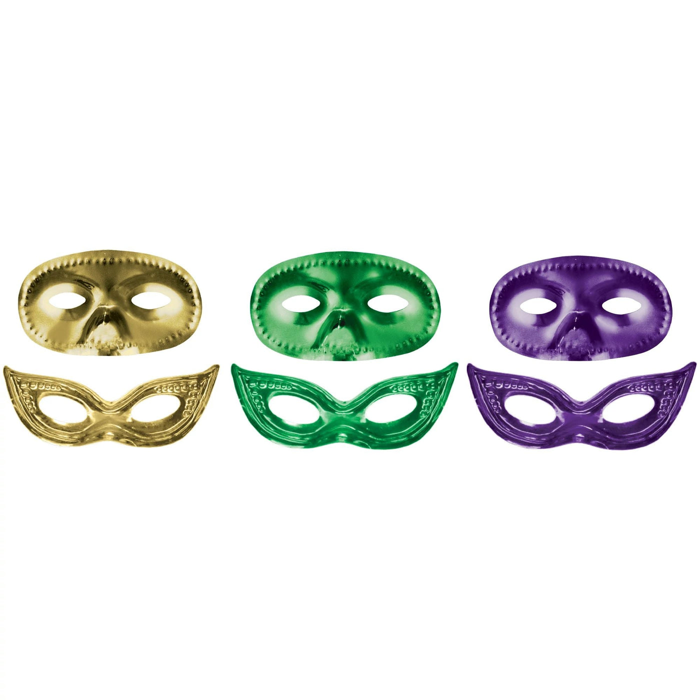 Mardi Gras Metallic Masquerade Masks 12ct - JJ's Party House