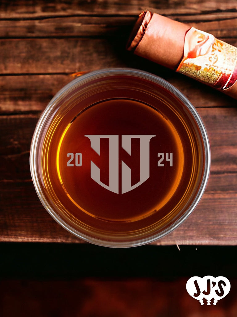 Masculine Sharp Bottom Monogram Personalized Whiskey Glass - JJ's Party House