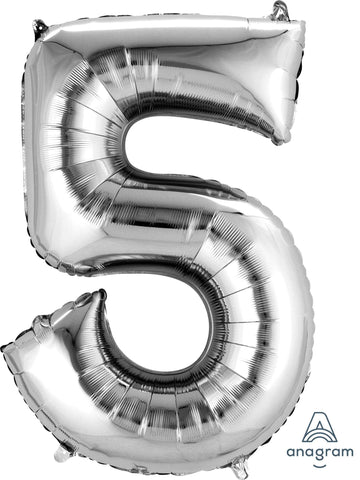 Mayflower Balloons Silver Number 5 Balloon 33in