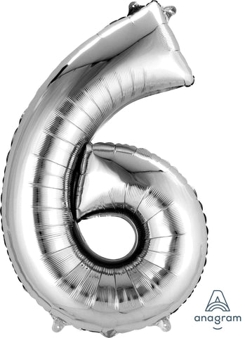 Mayflower Balloons Silver Number 6 Balloon 34in