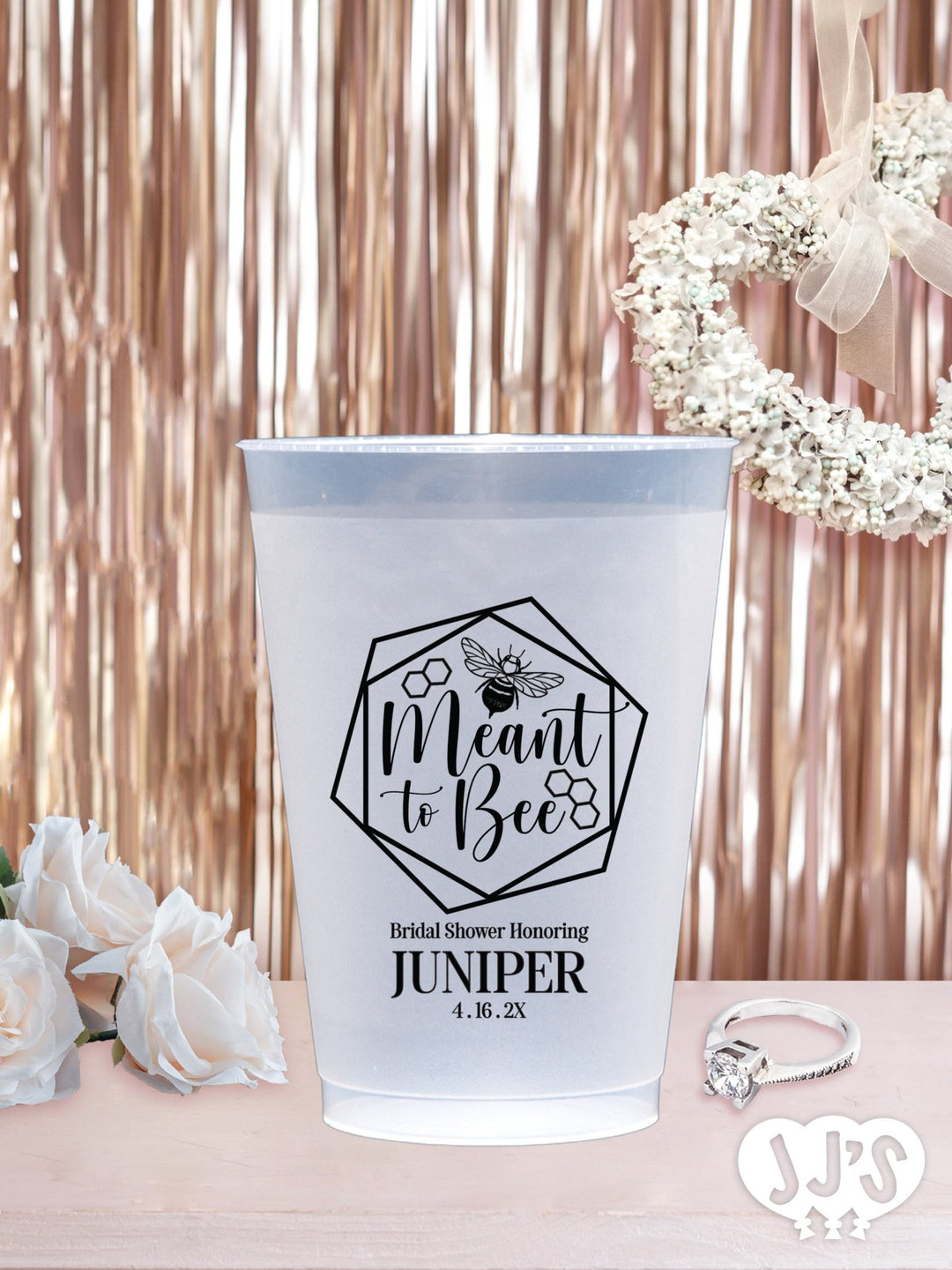 Meant to Bee Bridal Shower Personalized Frosted Plastic Cups - JJ's Party House