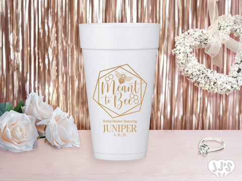 Meant to Bee Personalized Bridal Shower Foam Cups - JJ's Party House
