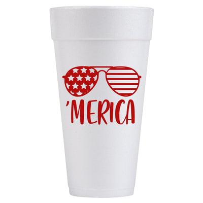 Merica 4th of July Patriotic Personalized Foam Cups - JJ's Party House