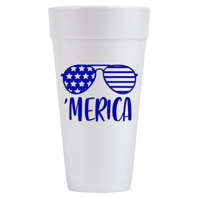 Merica 4th of July Patriotic Personalized Foam Cups - JJ's Party House