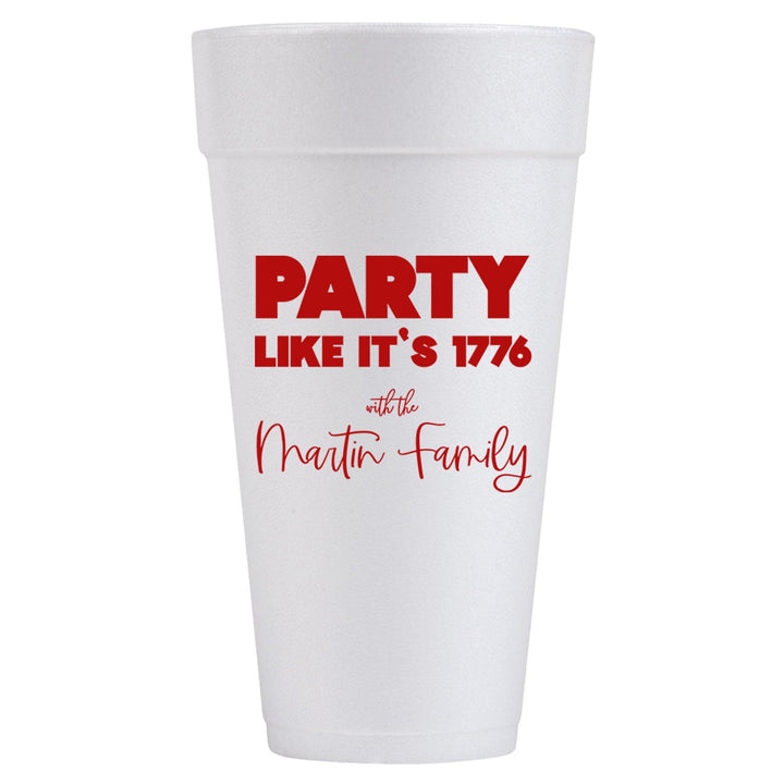 Merica 4th of July Patriotic Personalized Foam Cups - JJ's Party House