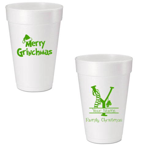 Merry Grinchmas Custom Printed Foam Cups - JJ's Party House