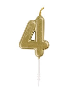 Mini Gold Number 4 Pick Birthday Candle - JJ's Party House: Birthday, Balloons & Custom Party Favors