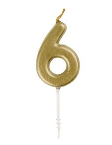 Mini Gold Number 6 Pick Birthday Candle - JJ's Party House: Birthday, Balloons & Custom Party Favors