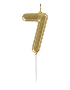 Mini Gold Number 7 Pick Birthday Candle - JJ's Party House: Birthday, Balloons & Custom Party Favors