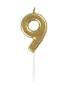 Mini Gold Number 9 Pick Birthday Candle - JJ's Party House: Birthday, Balloons & Custom Party Favors