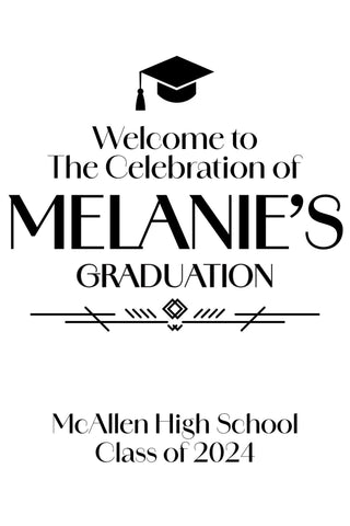 Minimalist Art Deco Graduation Welcome Sign - JJ's Party House - Custom Frosted Cups and Napkins