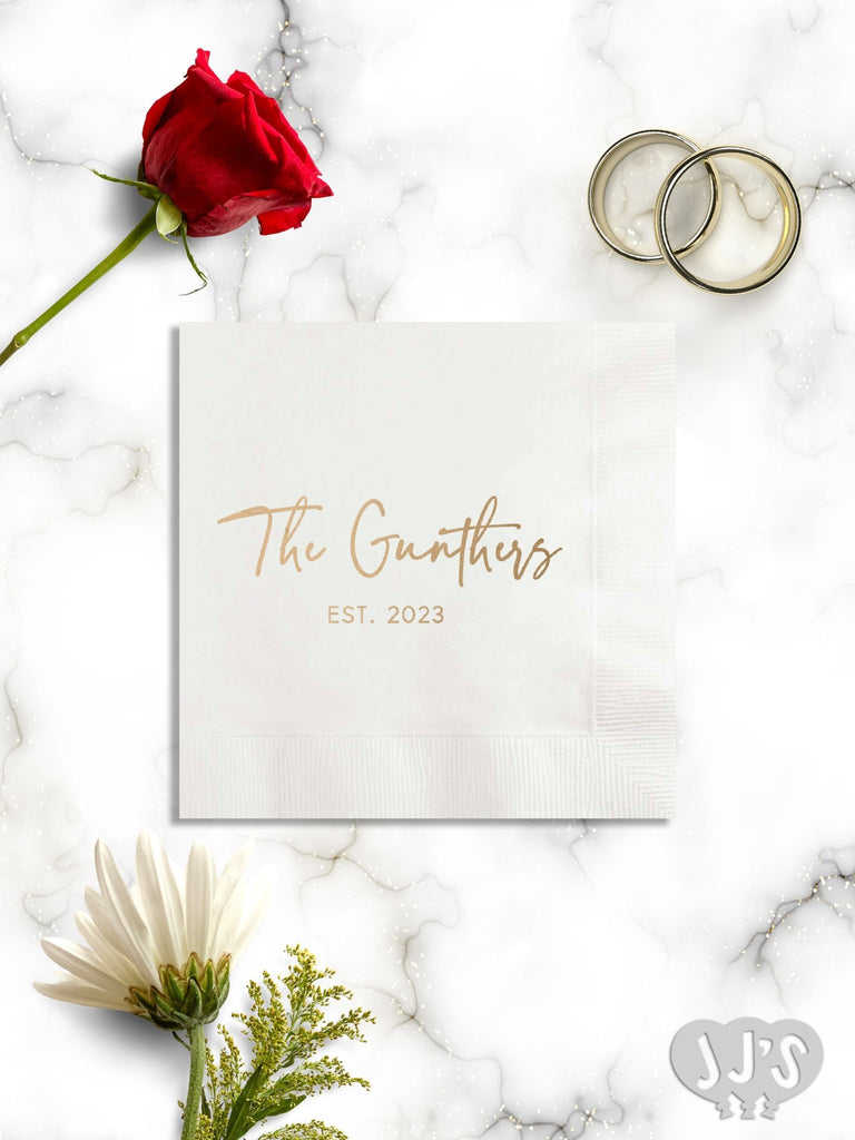 Modern Faustine Last Name Wedding Party Napkins - JJ's Party House
