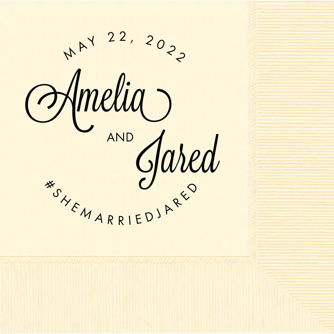 Modern Fun Script Personalized Wedding, Bridal Shower, Rehearsal Dinner Cocktail Napkins Custom Printed - JJ's Party House