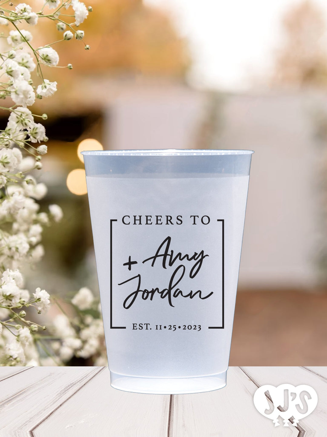 Modern Square Wedding Frost Flex Cups - JJ's Party House