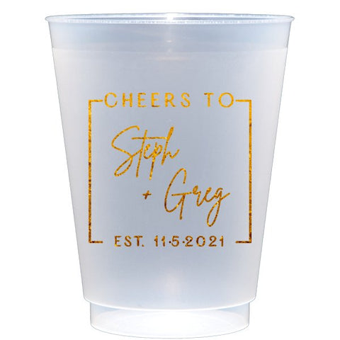 Modern Square Wedding Frost Flex Cups - JJ's Party House