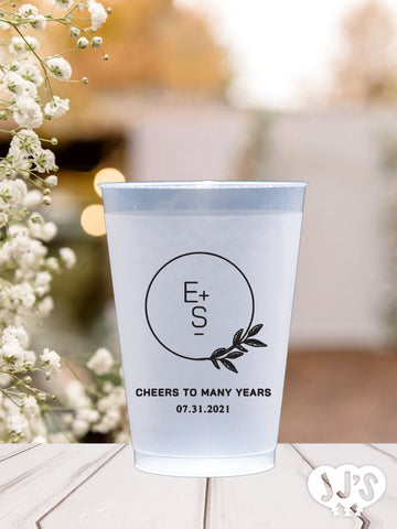 Monogram Wreath Wedding Frost Flex Cups - JJ's Party House