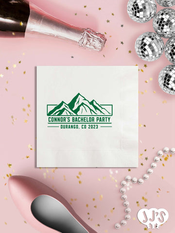 Mountain Hiking Bachelor Party Personalized Napkins - JJ's Party House
