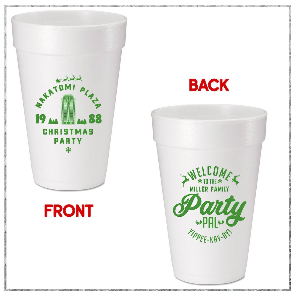 Nakatomi Plaza Christmas Party Custom Printed Foam Cups - JJ's Party House