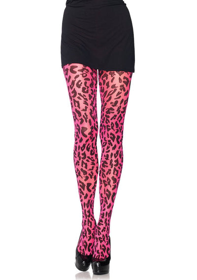 Neon Pink Leopard Print Pantyh - JJ's Party House
