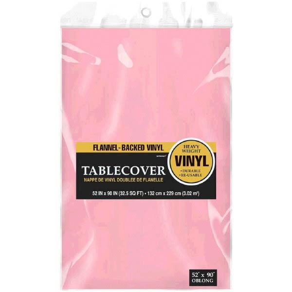 New Pink Flannel-Backed Vinyl Table Cover - JJ's Party House