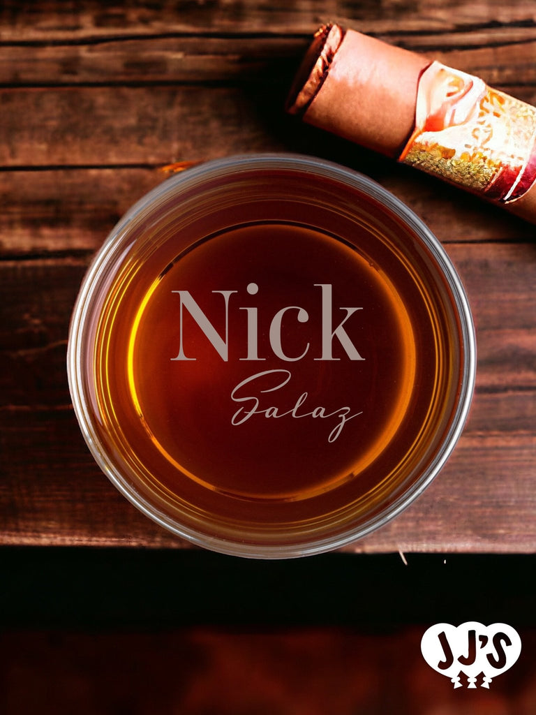 Nick Bottom Monogram Personalized Whiskey Glass - JJ's Party House