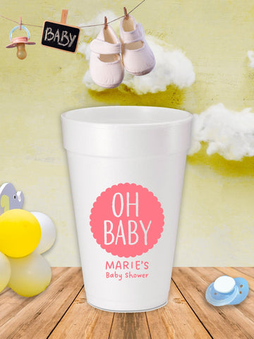 Oh Baby Baby Shower Foam Cups - JJ's Party House