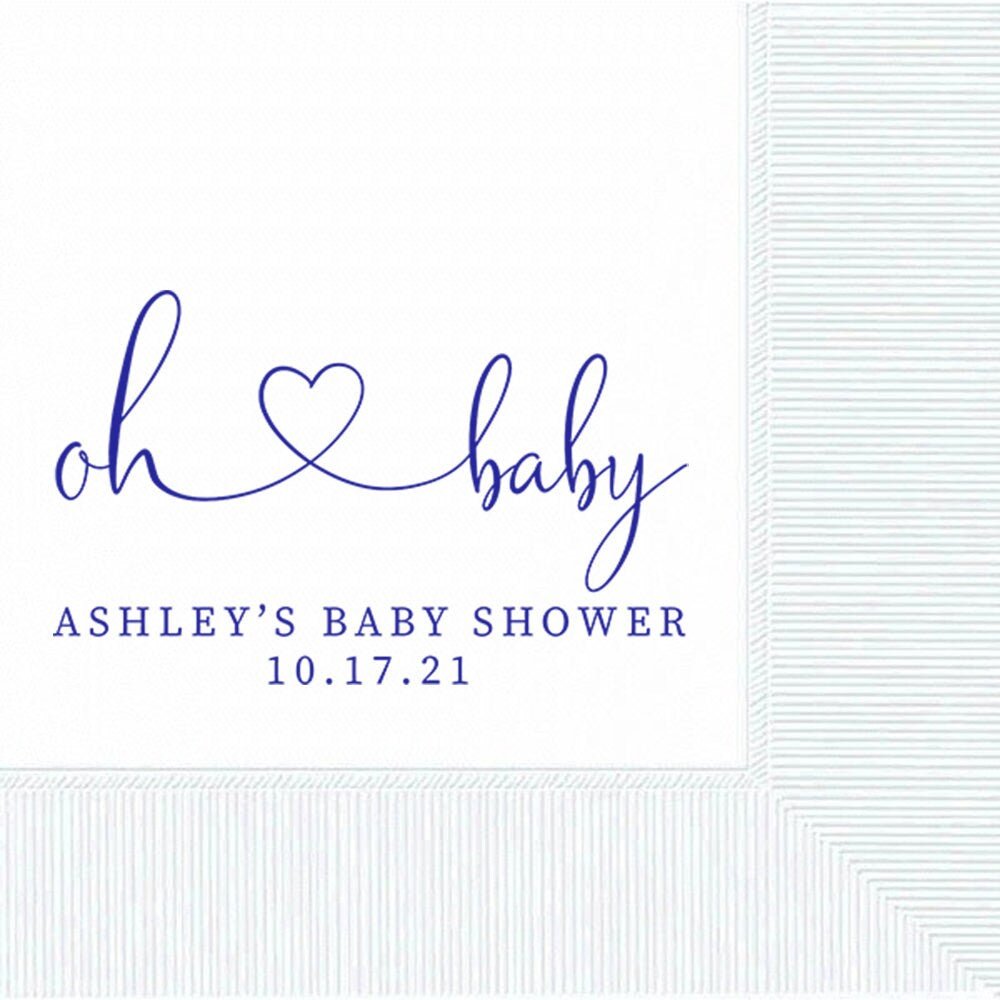 Oh Baby Shower Custom and Personalized Beverage Napkins - JJ's Party House