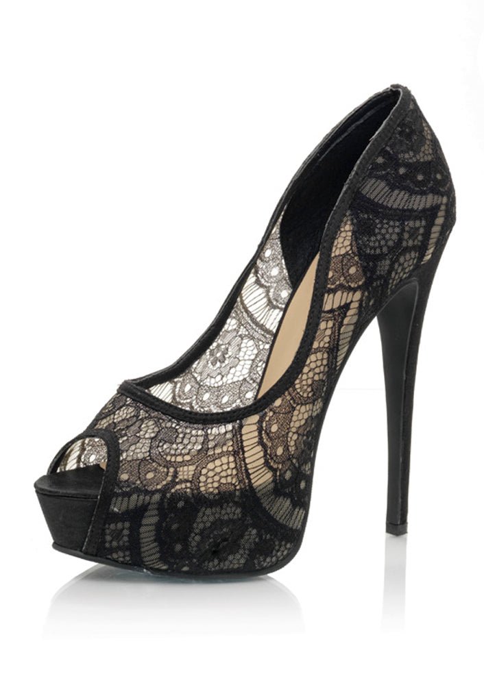 Olivia 6" Sheer Lace Pumps - JJ's Party House