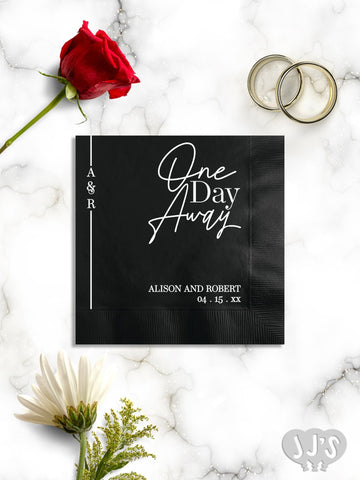One Day Away Vertical Band Personalized Rehearsal Dinner Napkins - JJ's Party House