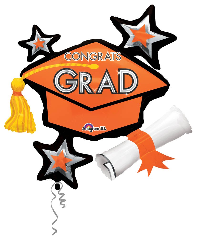 Orange Congrats Grad Balloon - JJ's Party House