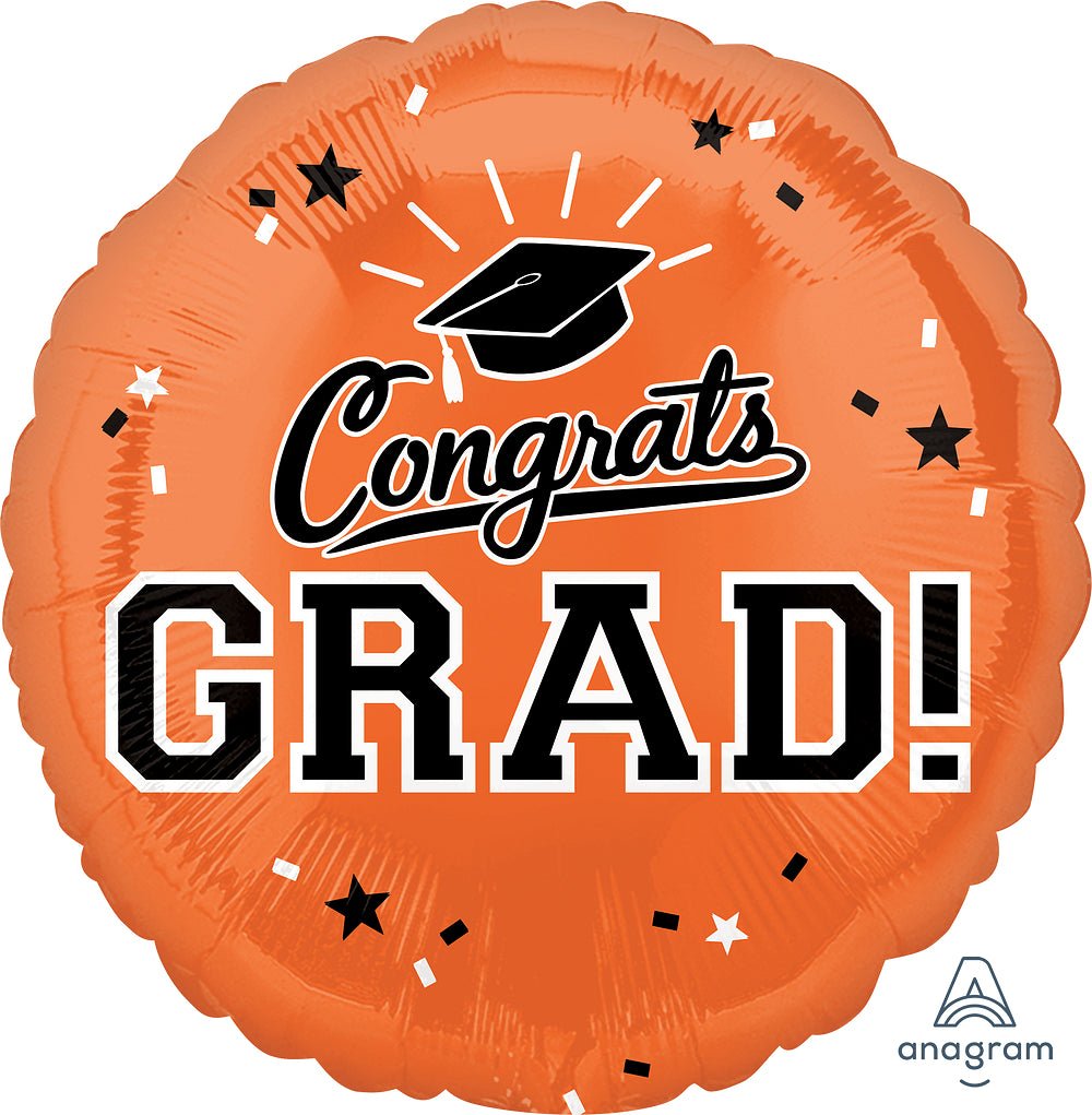 Orange Congrats Grad Mylar Balloon 18" - JJ's Party House