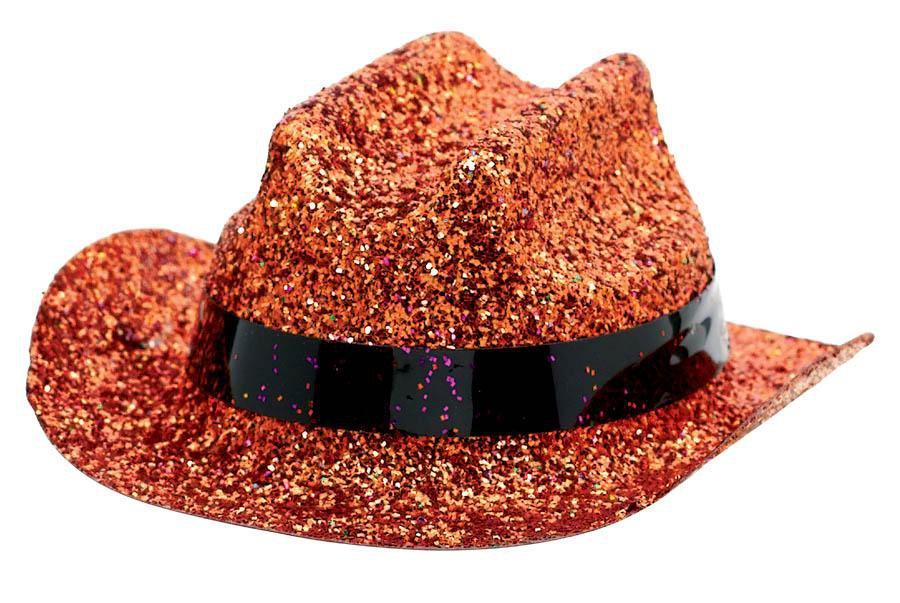 Orange Glitter Mini Cowboy Hat - JJ's Party House