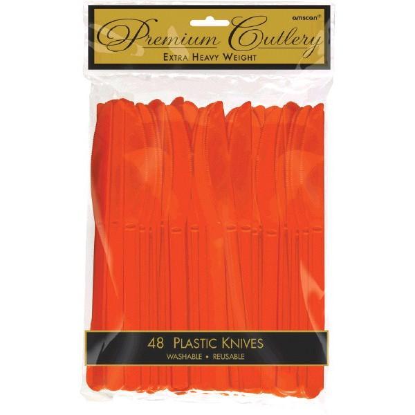 Orange Plastic Knives 48ct - JJ's Party House