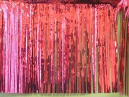 PARTY DECO DECORATION Fuchsia Metallic Fringe 10ft x 15in