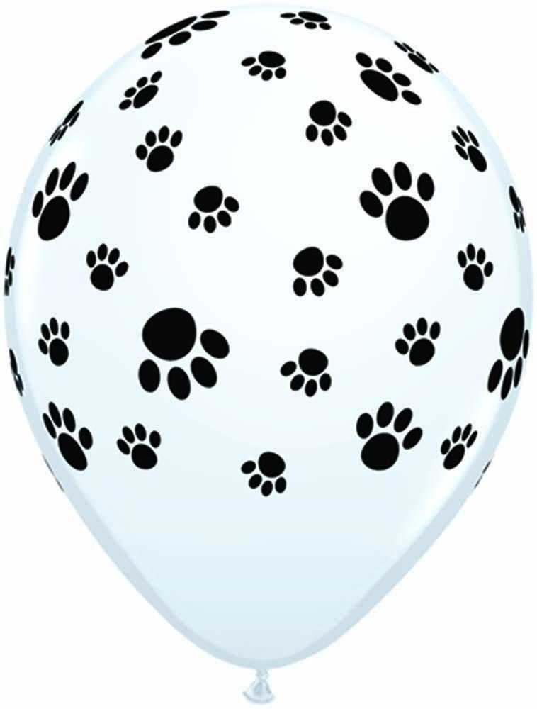 Paw Prints 11" White Latex Balloon - JJ's Party House