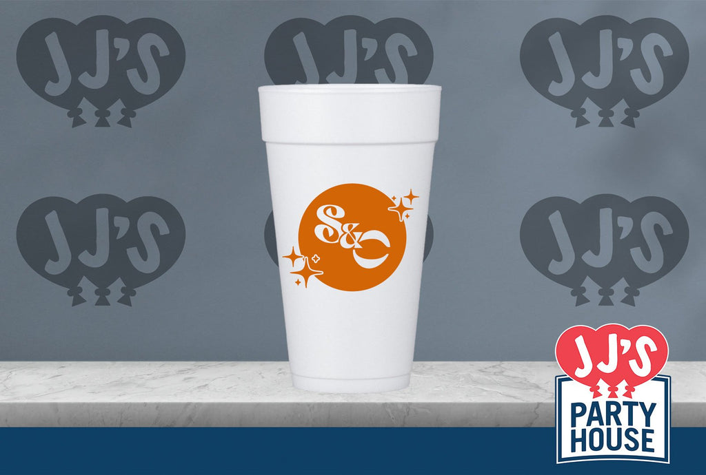 Personalized Disco Initials Wedding Foam Cups - JJ's Party House