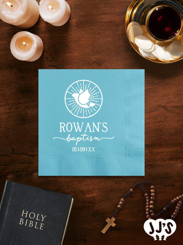 Personalized Dove & Rays Baptism Napkins - JJ's Party House